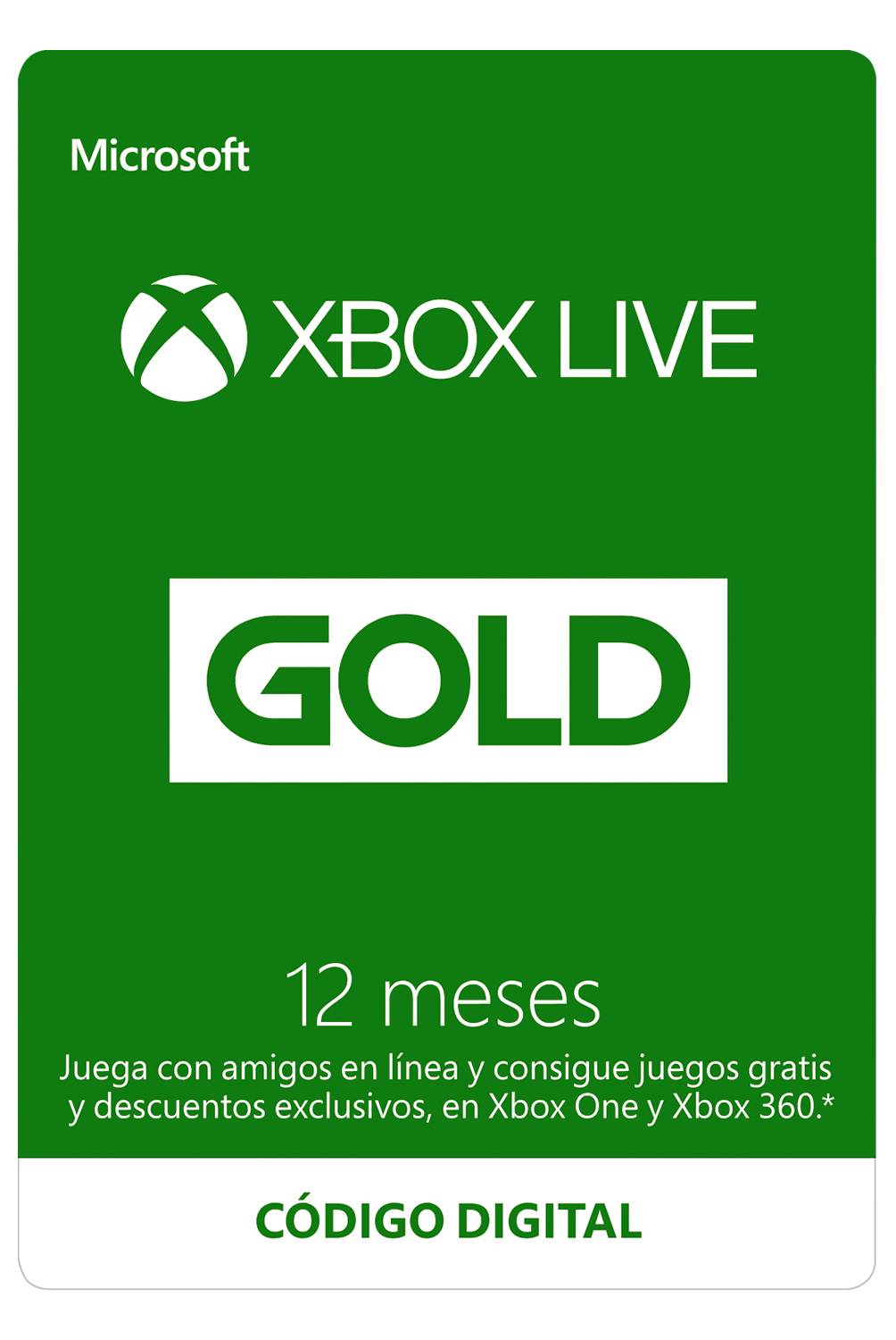 Microsoft - Xbox Live Gold 12 Meses: Descarga Digital