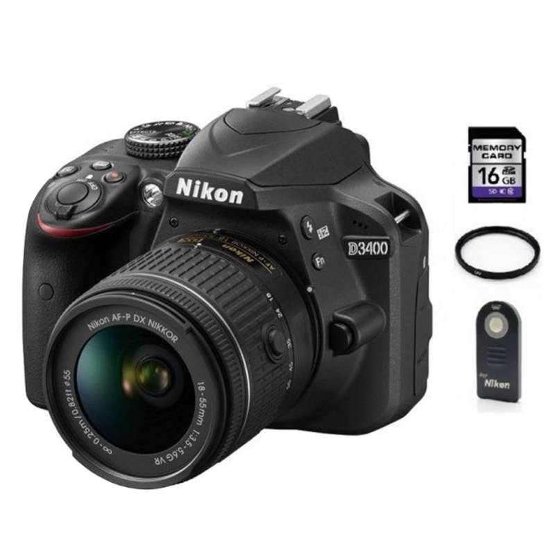 Nikon - D3400 Lente 18-55mm AF-P VR + 16 gb + C. Remo