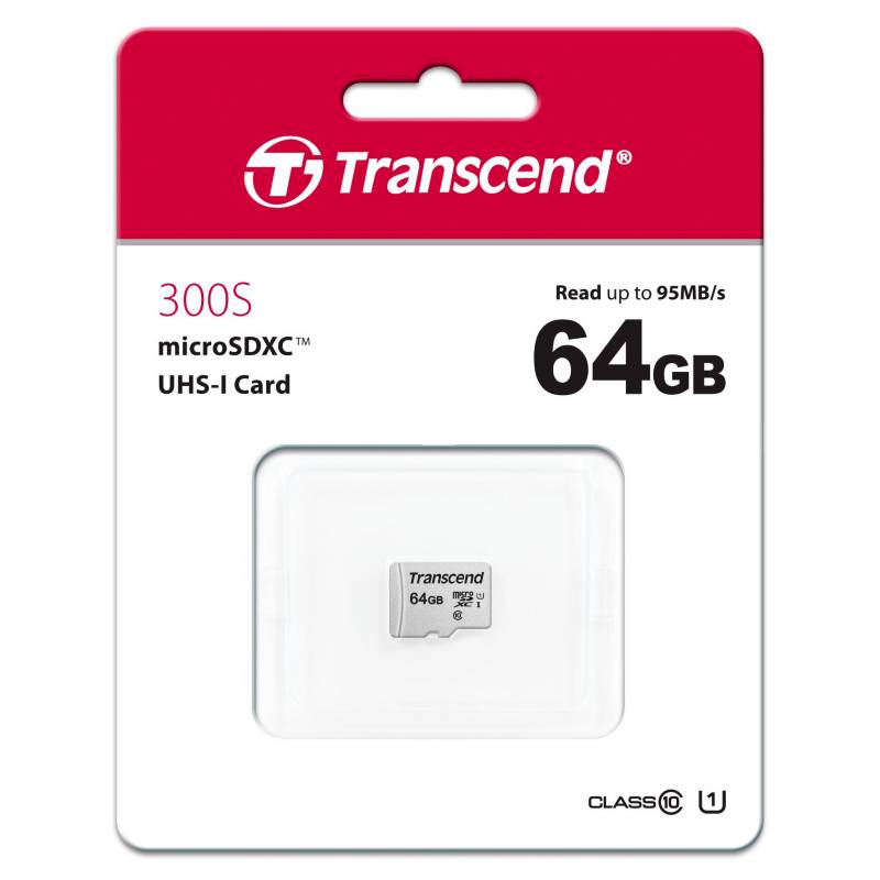 TRANSCEND - Tarjeta micro SDXC/SDHC 300S 64Gb Class 10 U1 Tran