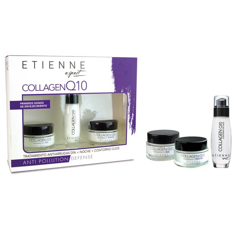 ETIENNE - Crema Collagen Q10 Dia 50Gr + Collagen Q10 Noche 50Gr + Contorno 30Gr Etienne