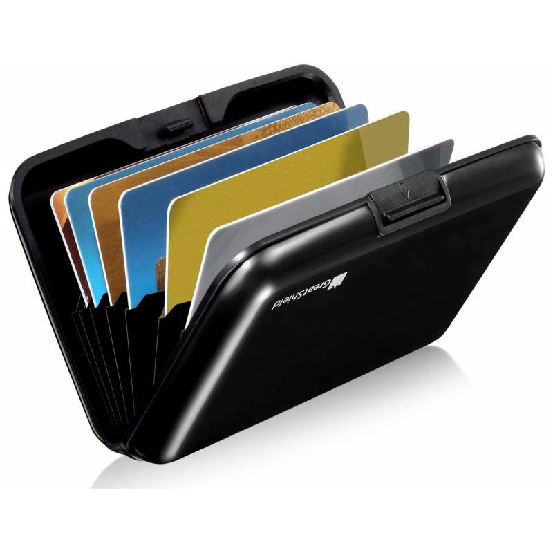 GREATSHIELD - Portatarjetas portátil de viaje estuche duro-8 ranuras