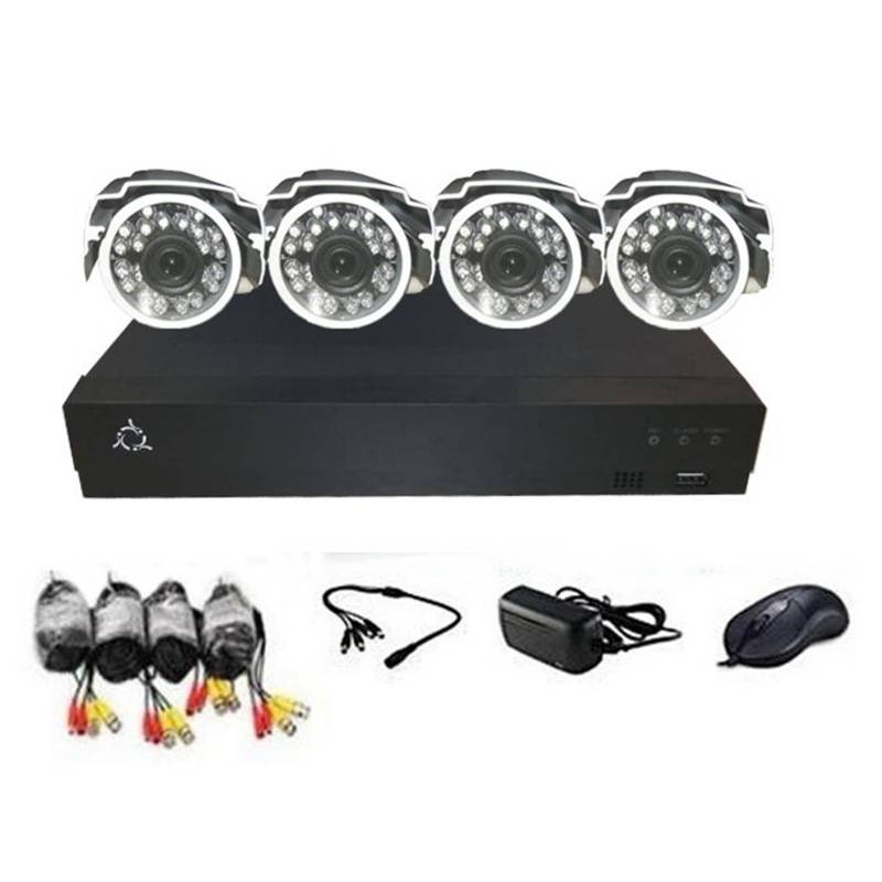 CLEVERWAY - Kit Dvr 4 Canales Con 4 Camaras Ahd 720P