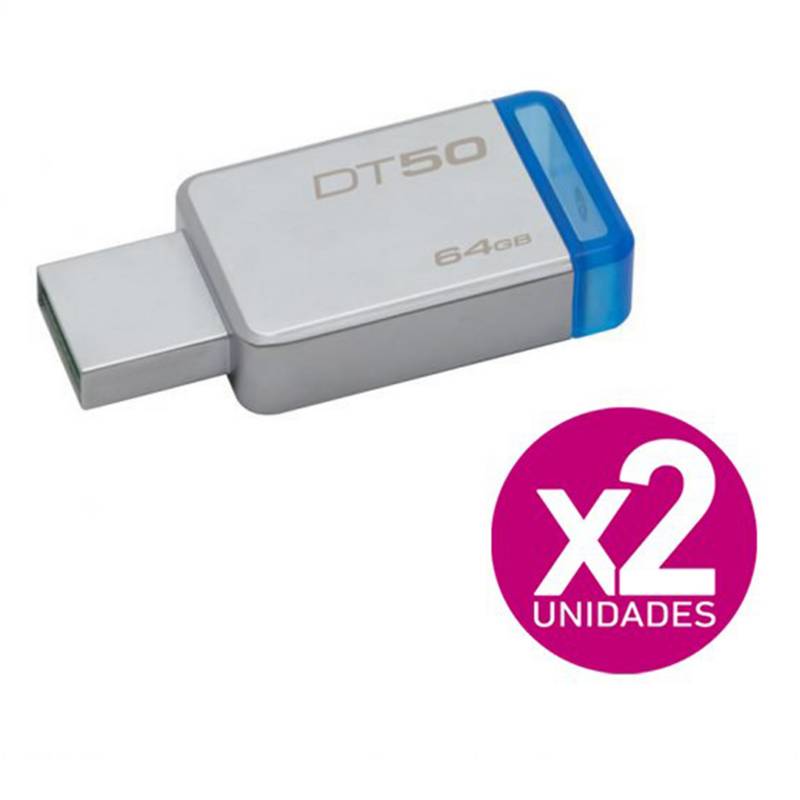 KINGSTON - Pendrive Kingston 64GB USB 3.0 DT50 X2 UNIDADES