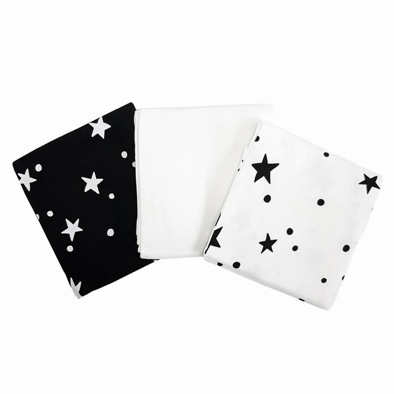 MINENE - Set 3 Tutos Algodón Estrellas Negro/Blanco