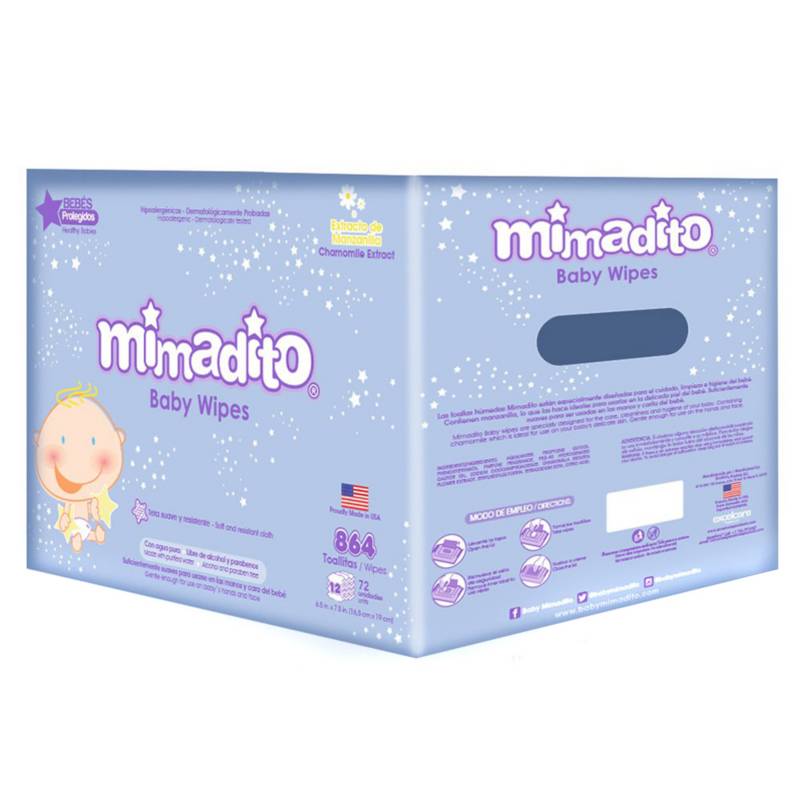 MIMADITO - Caja 12 Paquetes Toallas Húmedas para Bebé Premium