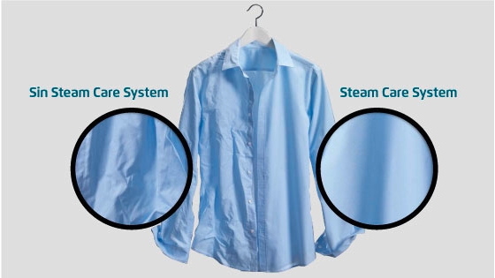 El innovador sistema Steam Care de la lavadora Perfect care Europe9w  finaliza cada lavado con un suave toque de vapor, reduciendo las arrugas en 30%* 