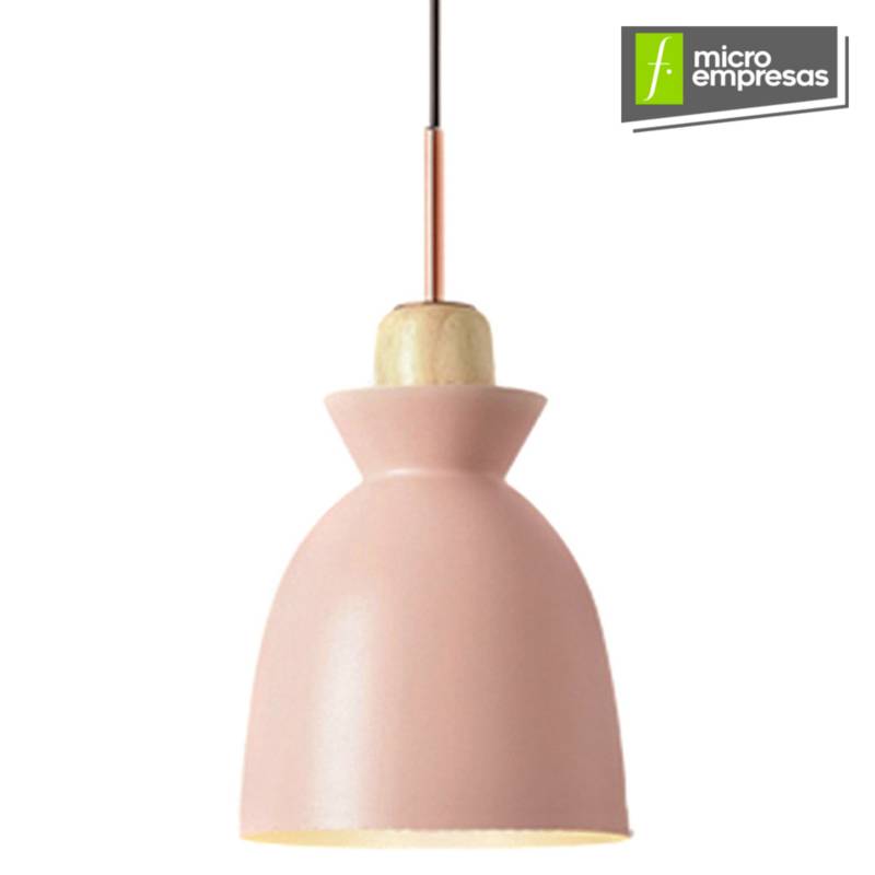 LUP - Lámpara Colgante Color Rosado con Detalle en Cobre