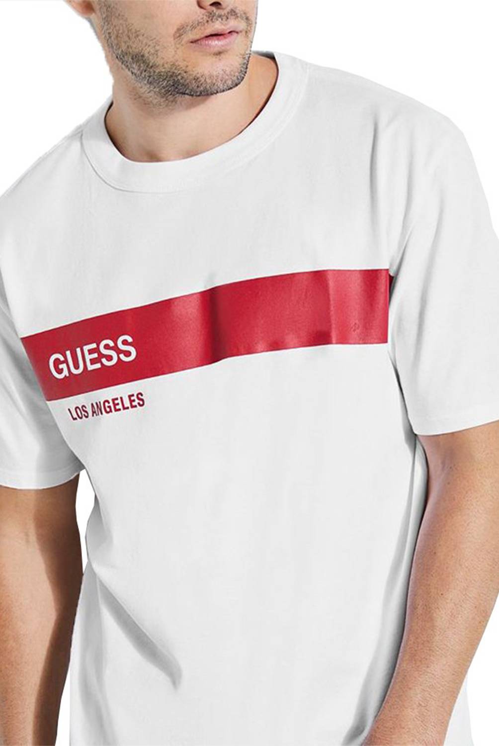 Guess - Polera Ovrsd Red Stripe Logo