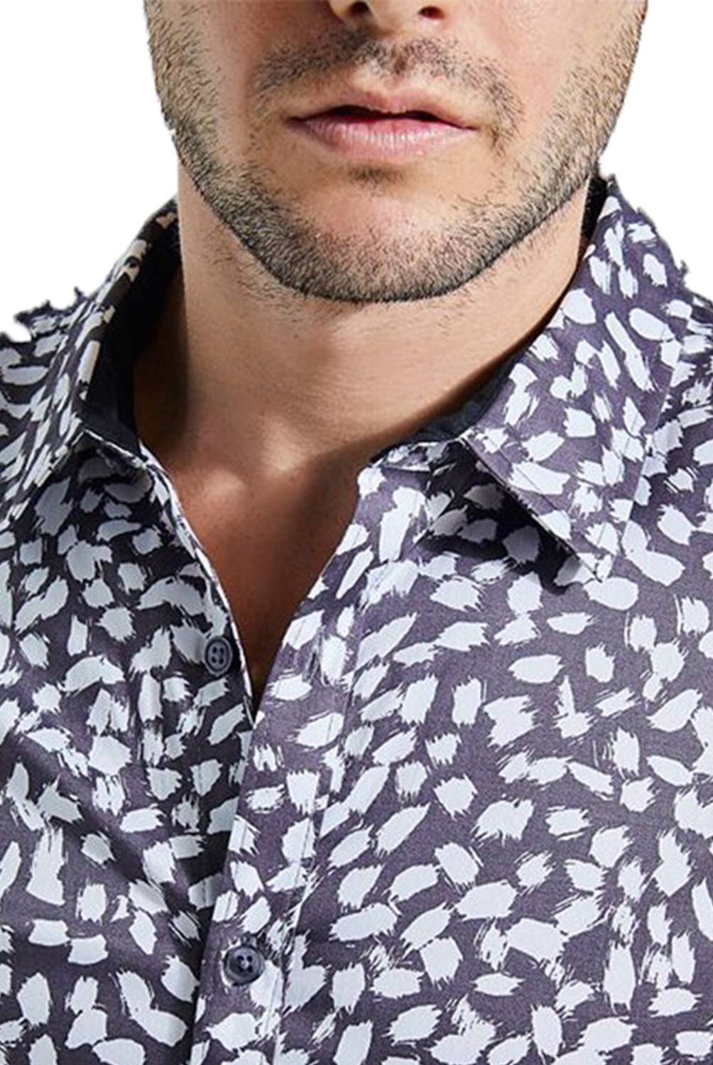 Guess - Camisa Ls Luxe Ink Dot Print Shirt