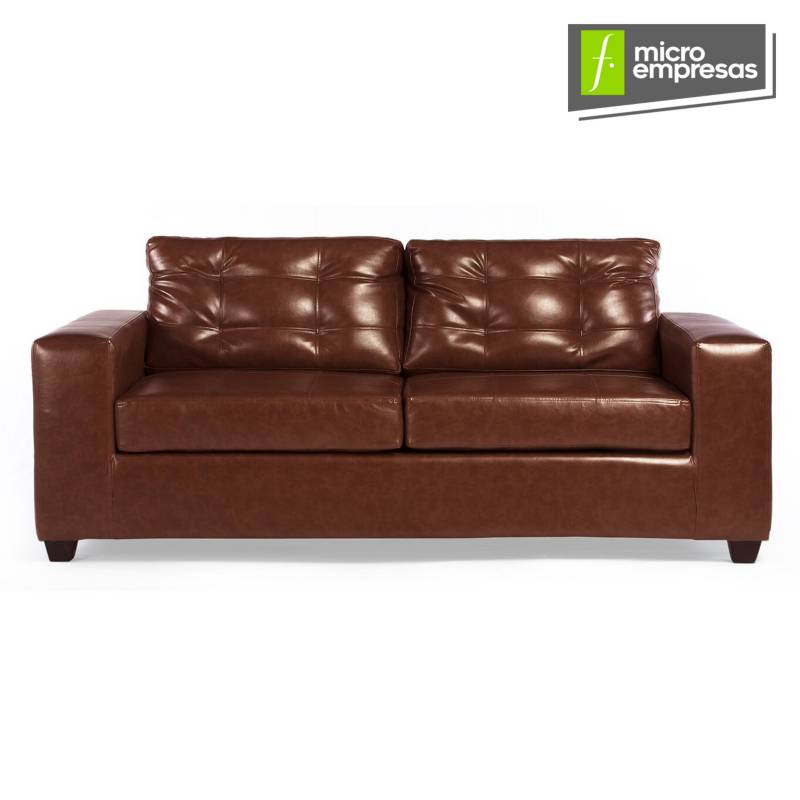 SOFÁ RECLINABLE MANDY 3 CUERPOS CON POSAVASOS PU BROWN