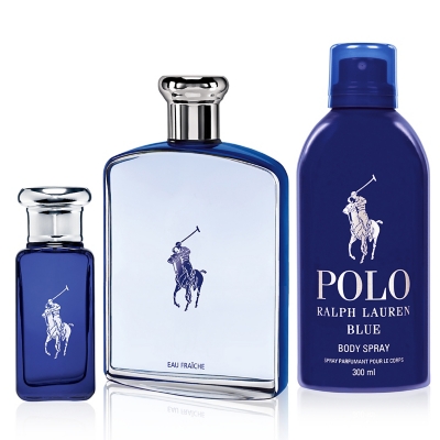 Set Perfume Hombre Polo Ultra Blue 200 ml + Polo Blue EDT 30 ml + Body Spray