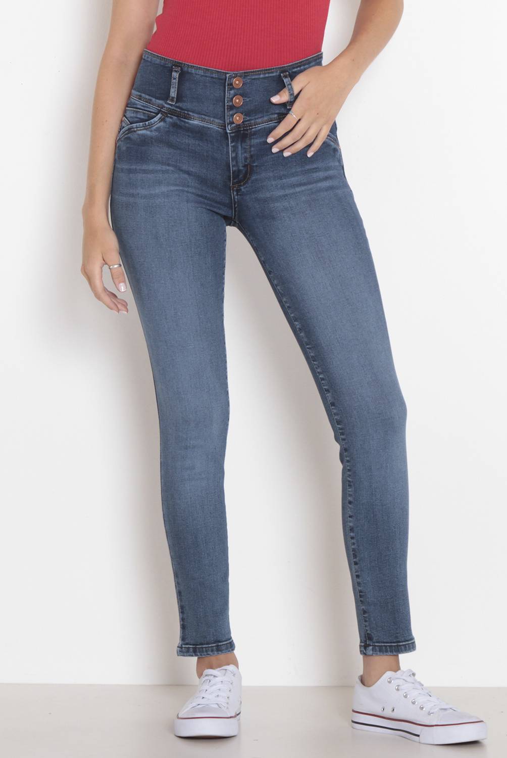 Jeans Skinny Tiro Alto Mujer Wados