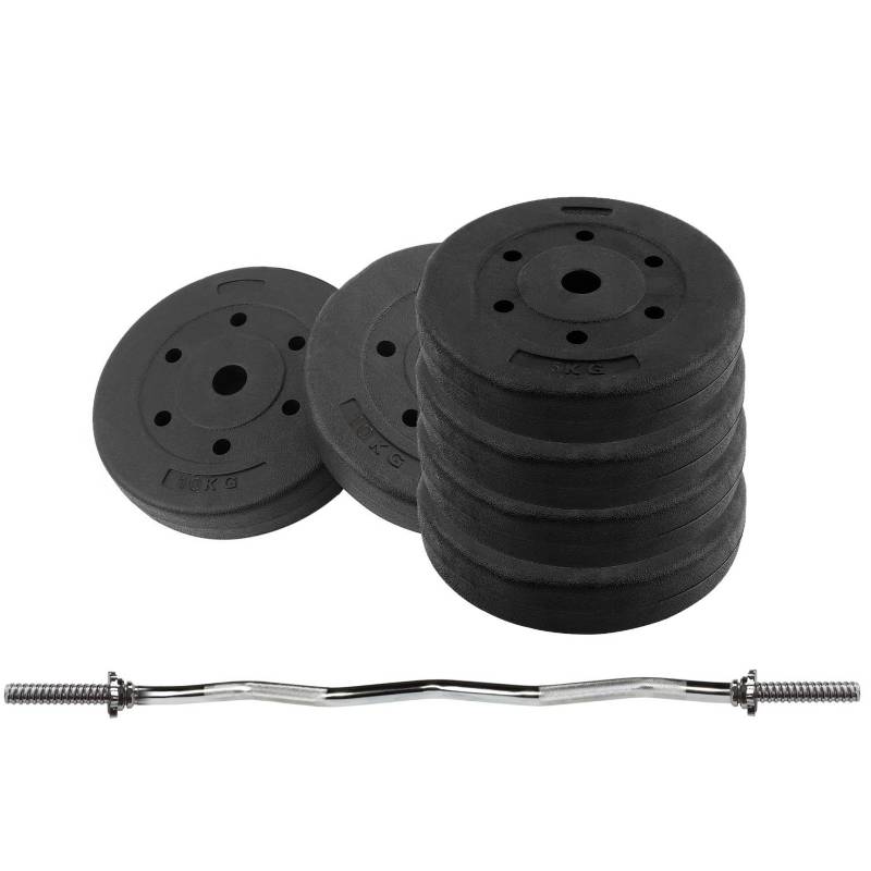 ATHLETICX SET PESAS 20 KG: BARRA 1,2 M + DISCOS DE CEMENTO