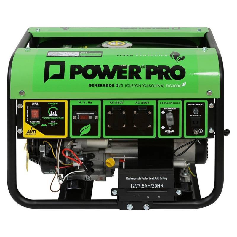 POWER PRO - Generador eléctrico a gas/gasolina 2.800W