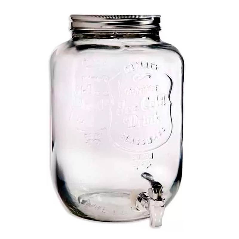 HOMEESSENTIALS - Dispensador de Vidrio Bebidas Ice Cold 8 lt 37 cm
