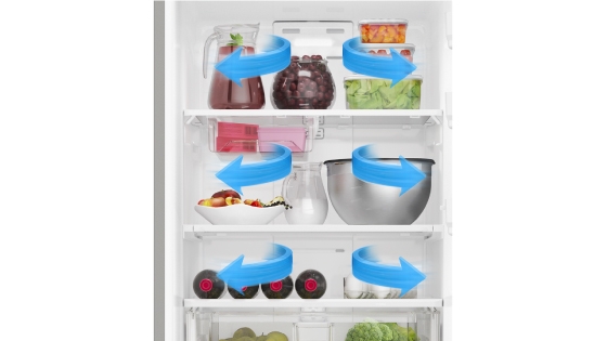 Incorpora el sistema Multiflow de enfriamiento, que distribuye de manera óptima el aire en el interior de tu refrigerador garantizando una mejor conservación de los alimentos.