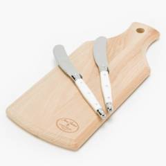 LAGUIOLE - Tabla madera más 2 cuchillos aperitivo