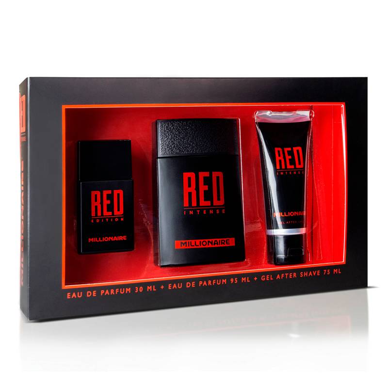 FRAGANCIAS MASCULINAS - Red Intense 95ml EDP + Red Intense 30ml EDP + After Shave 75ml Millionaire