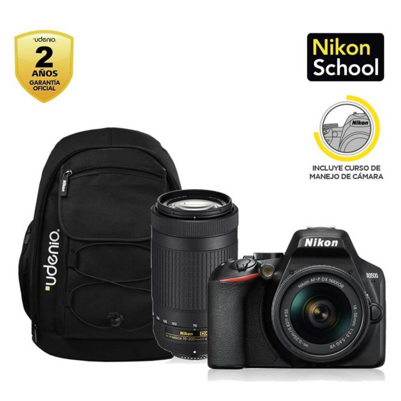 NIKON - Cámara Nikon D3500  18-55mm  70-300mm  Mochila