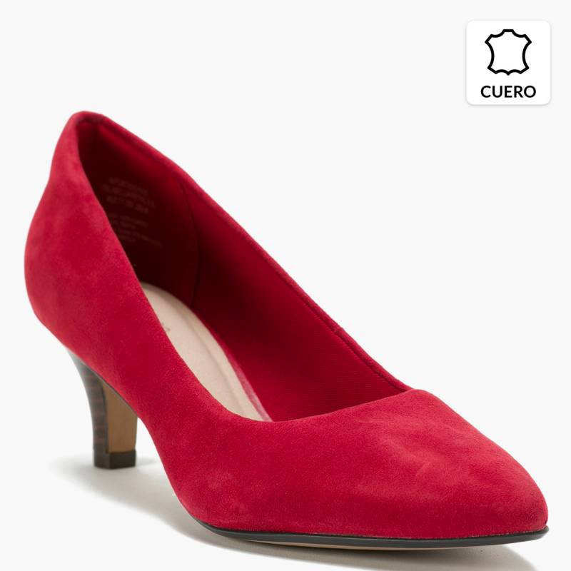 CLARKS - Zapato Formal Mujer Cuero Rojo