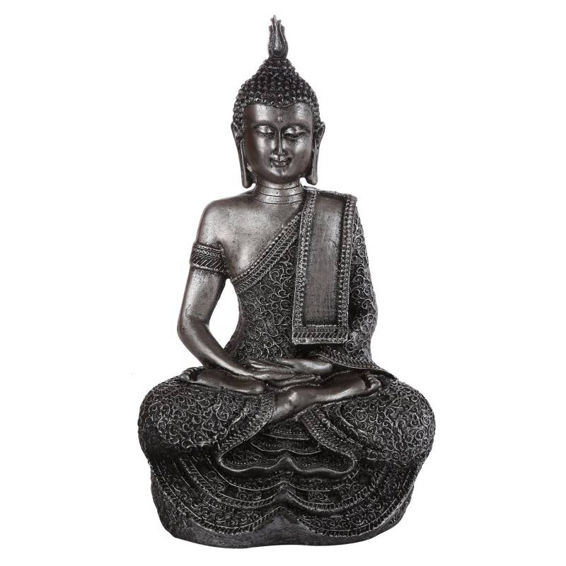 Sohogar - Figura Buda Resina 30 Cm Plateado