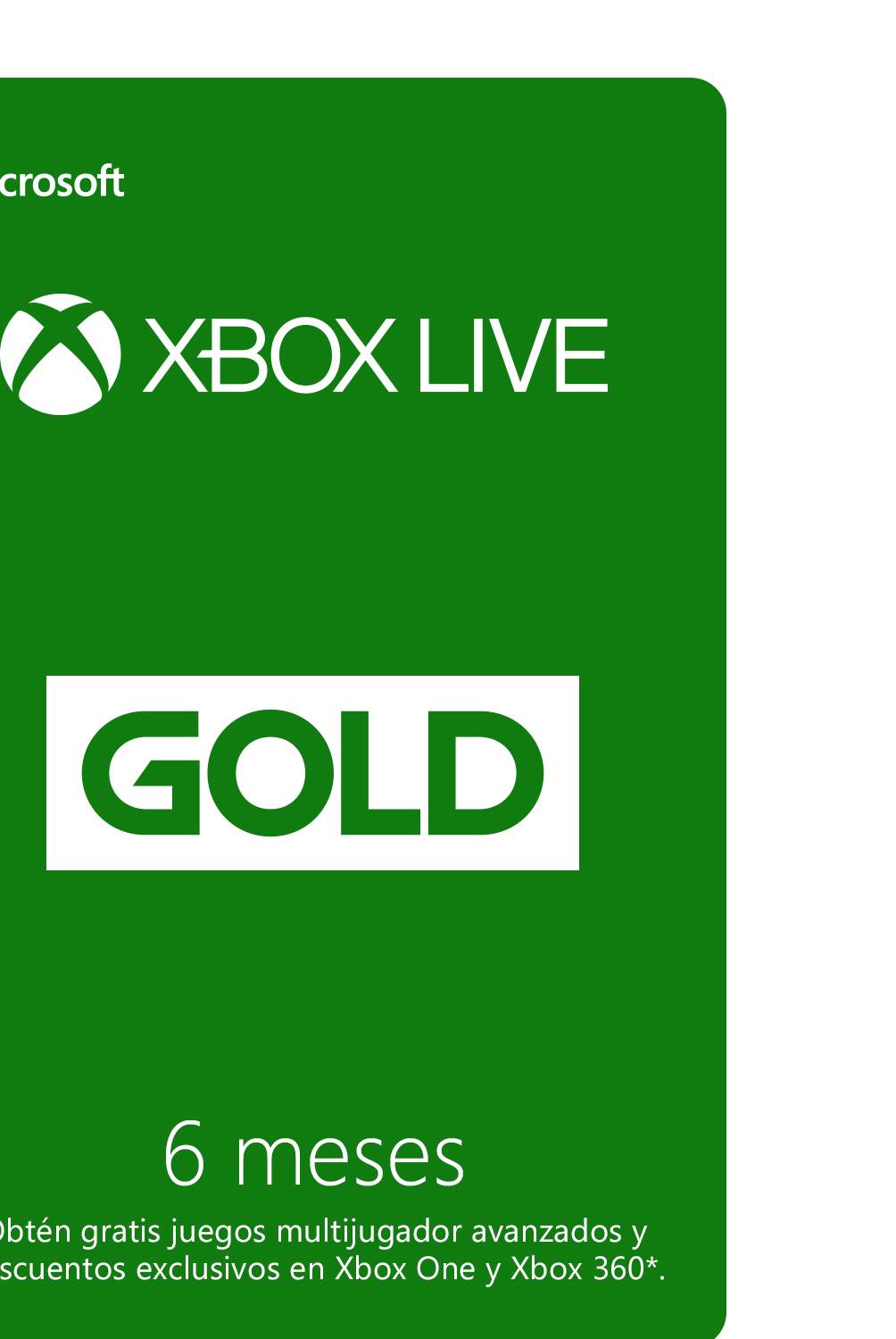 MICROSOFT - Xbox Live Gold 6 Meses
