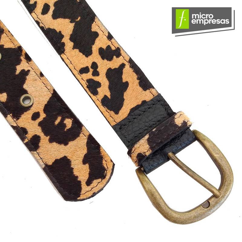 XO ACCESORIOS - Cinturon de Mujer en Cuero Diseño Leopardo 4 cm.