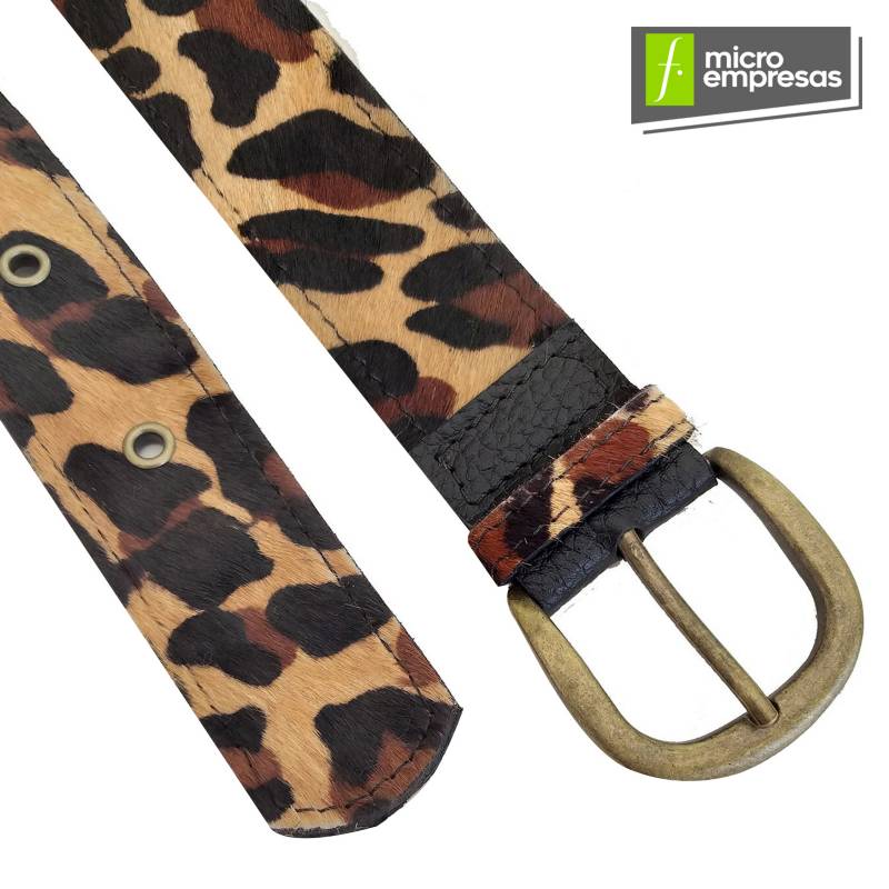 XO ACCESORIOS - Cinturon de Mujer en Cuero Diseño Cheetah 4 cm