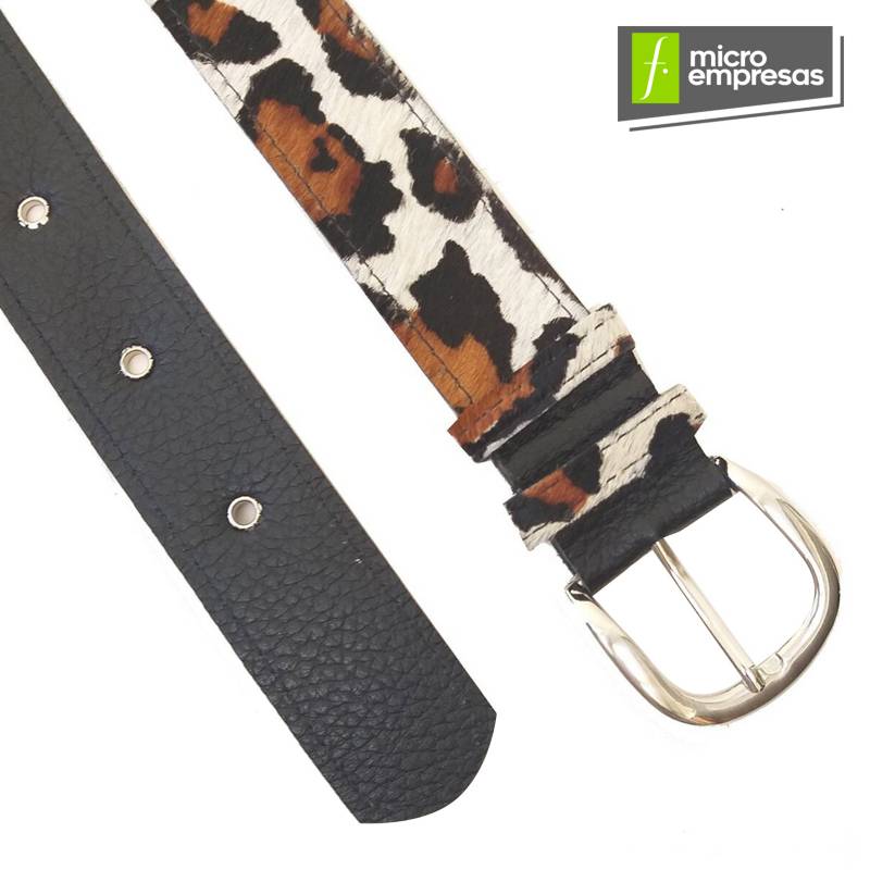 XO ACCESORIOS - Cinturon de Mujer en Cuero Diseño Jaguar 4 cm