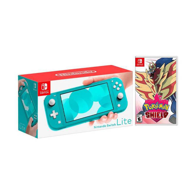 Nintendo - Kit Nintendo Switch Lite Turquesa y Pokémon Shield