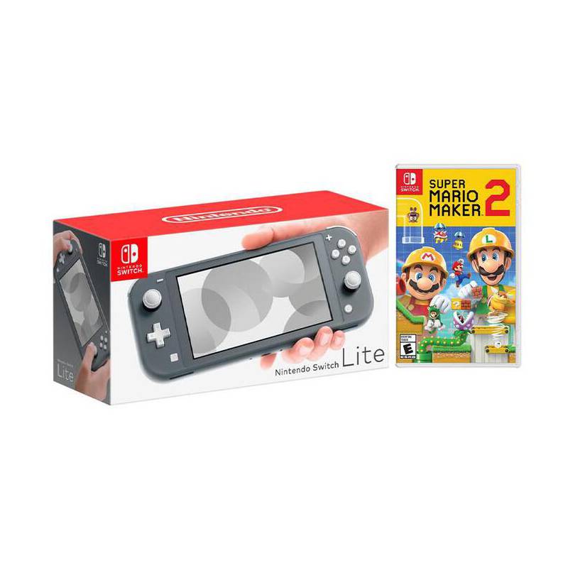 Nintendo - Kit Nintendo Switch Lite Gris y Super Mario Maker