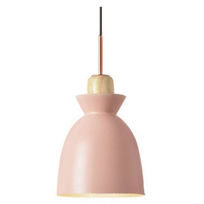 LUP ILUMINACION - Lámpara Colgante Color Rosado Con Detalle En Cobre