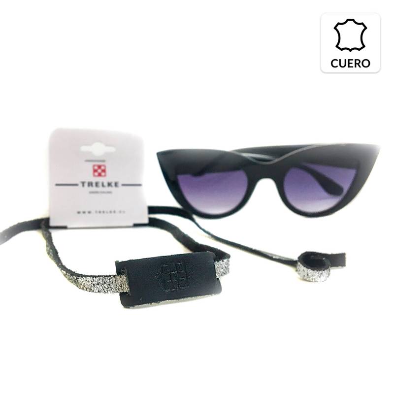 TRELKE - Sunglasses Strap Cuero Natural Plata