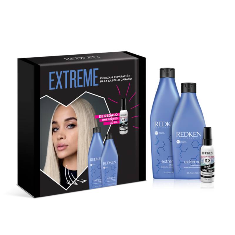 REDKEN - Set Extreme Shampoo 300 ml y Acondicionador 250 ml + Regalo One United 30 ml