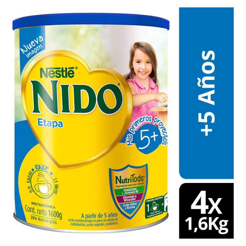 NIDO - Leche Nido 5  Protectus Tarro 1600g  Tarro X4