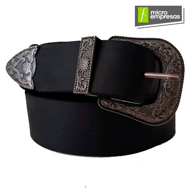 MF CUEROS - Cinturon Hebilla Grande Negro 100%Cuero