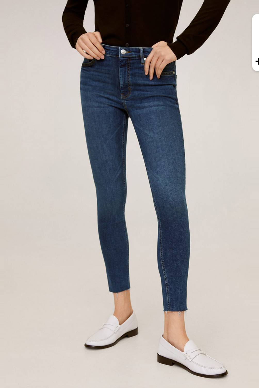 MANGO - Jeans Skinny Crop Tiro Medio Isa Mujer