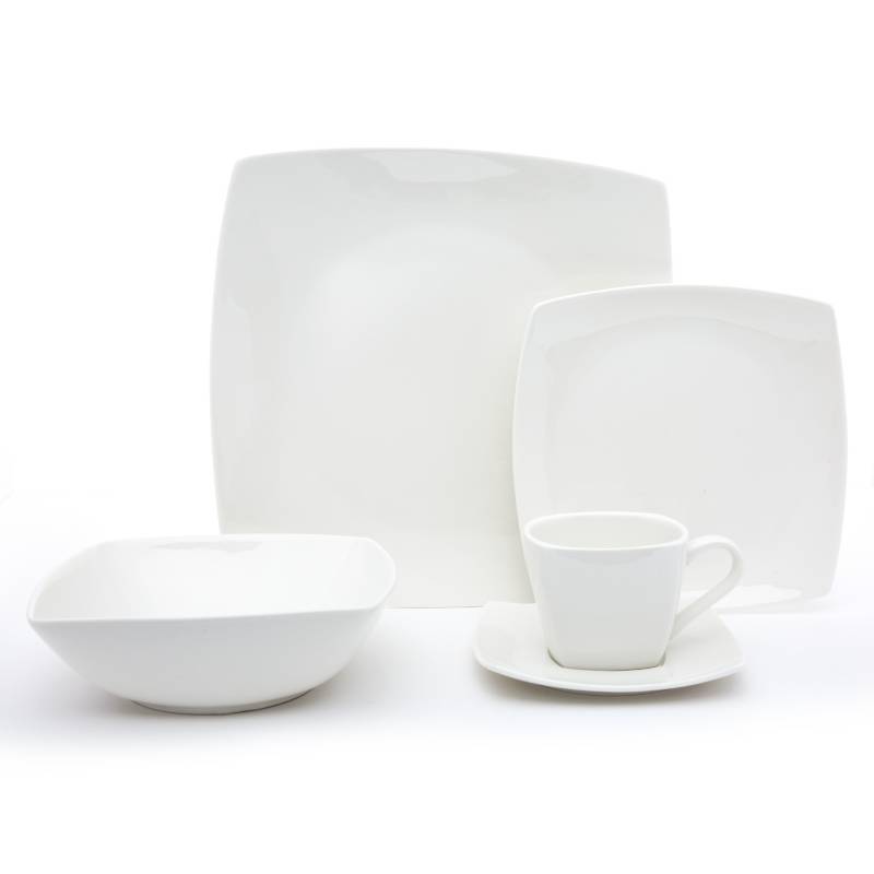 BASEMENT - Juego de Loza Vajilla 30 Piezas Essentials Cuadrado Porcelana Basement