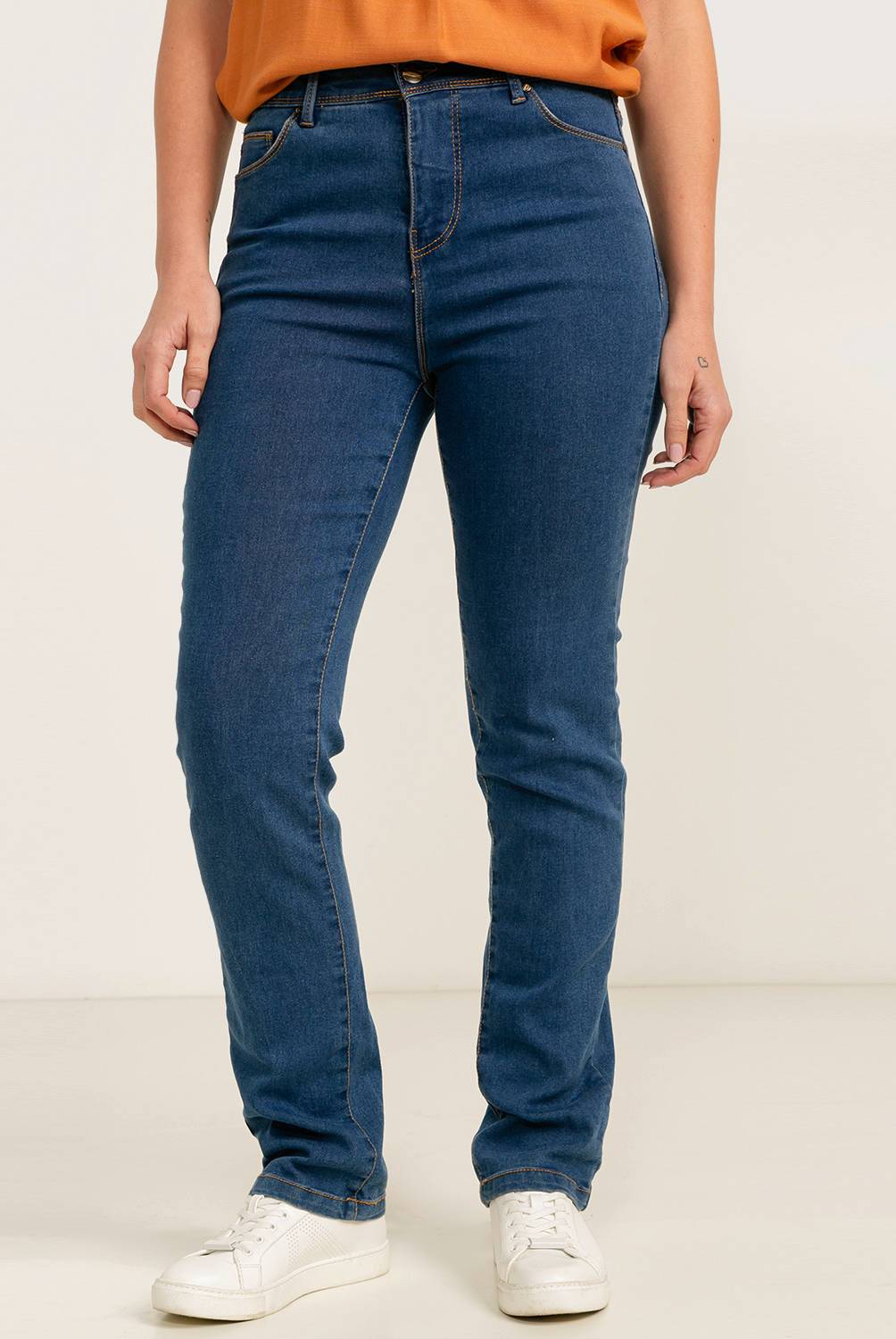 NEWPORT - Jeans Denim Recto Tiro Alto Mujer