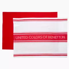 BENETTON - Set 2 Paños Franjas Rojo Benetton