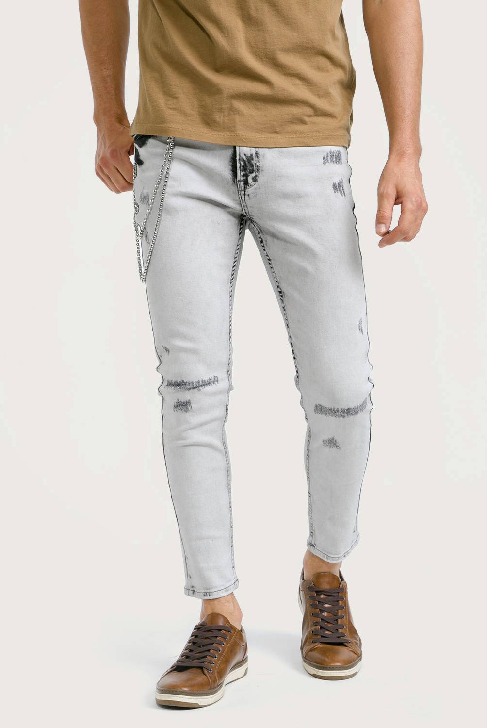 BASEMENT - Jeans Hombre Roturas Cropped