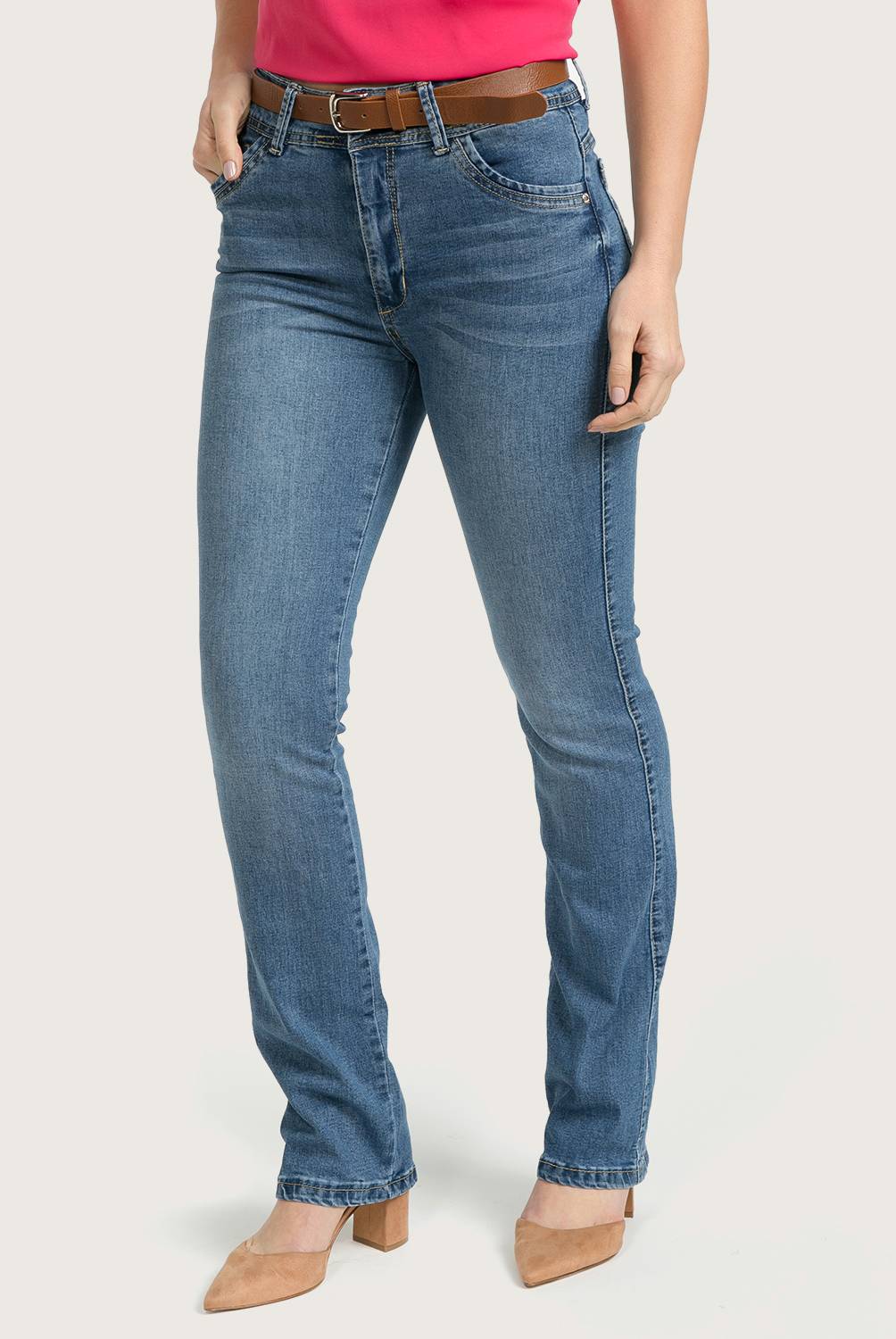 ELLE - Jeans Recto Tiro Medio Mujer Elle