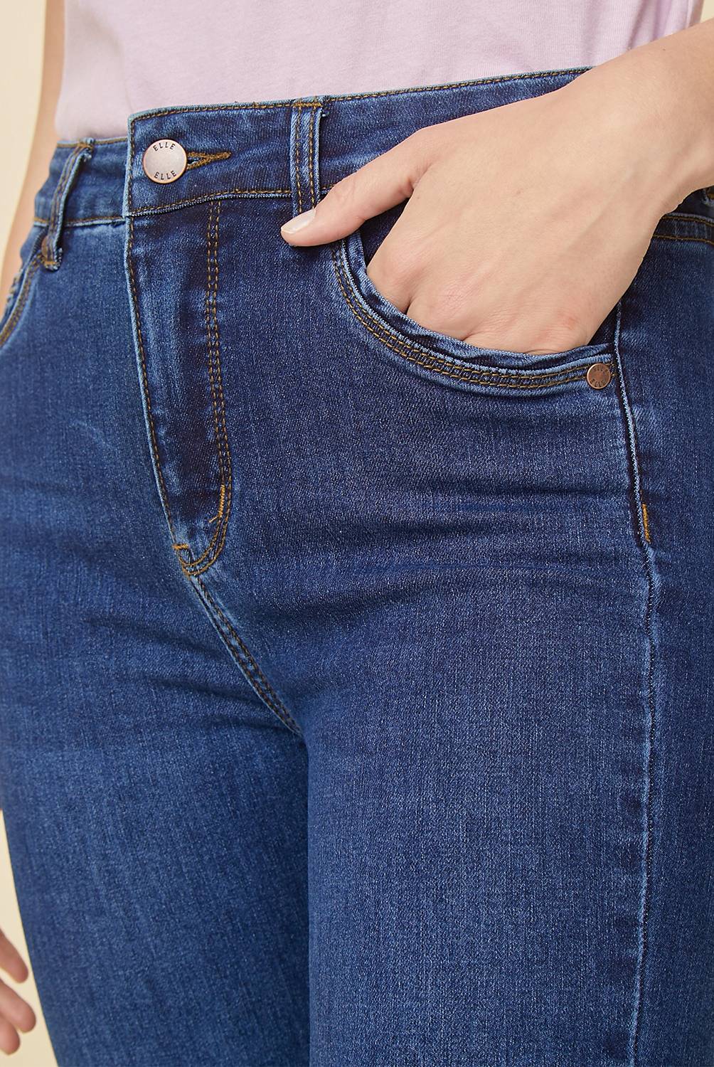 ELLE - Jeans Recto Tiro Medio Mujer Elle