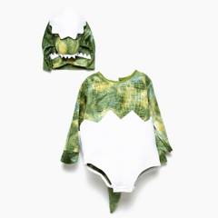 YAMP - Disfraz Halloween Baby Dinosaurio Verde/Blanco 36M Yamp