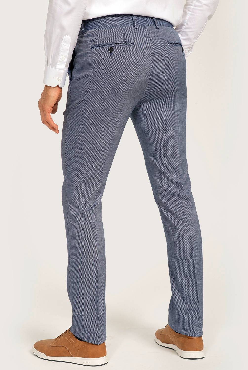 BASEMENT - Pantalón Traje Azul Claro Skinny Fit Elasticado