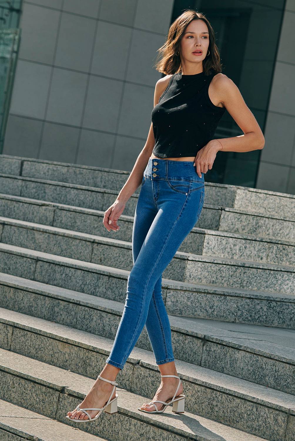 MOSSIMO - Jeans Skinny Push Up Tiro Alto Mujer Mossimo