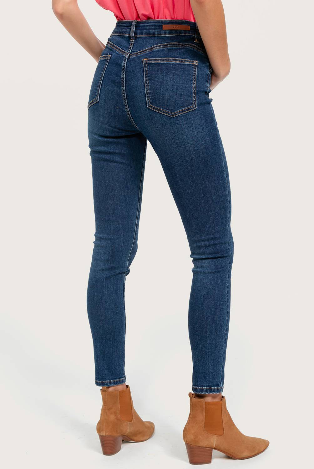 ELLE - Jeans skinny tiro alto mujer