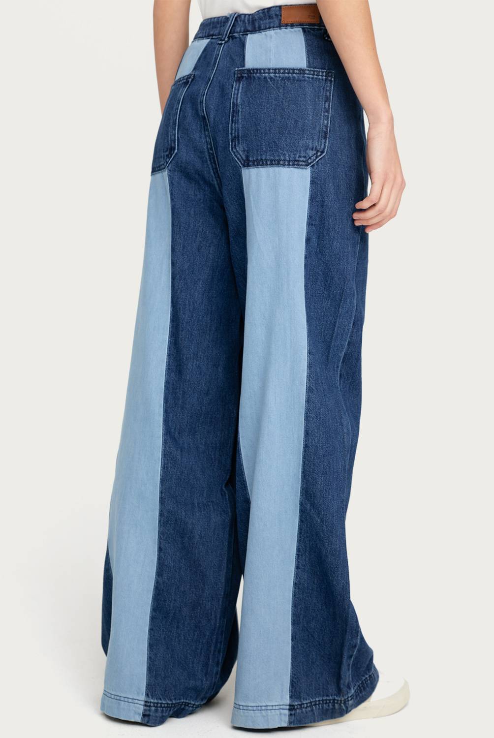BASEMENT - Jeans Wide Leg Patchwork Tiro Alto Mujer