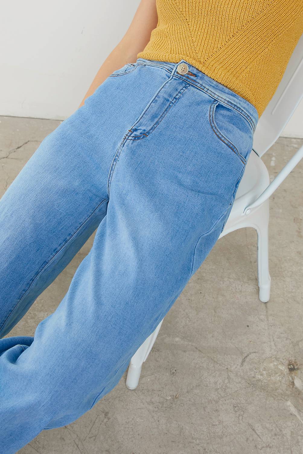 BASEMENT - Jeans Wide Leg Tiro Alto Mujer