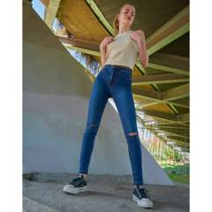 SYBILLA - Jeans Denim Regular Tiro Medio Mujer